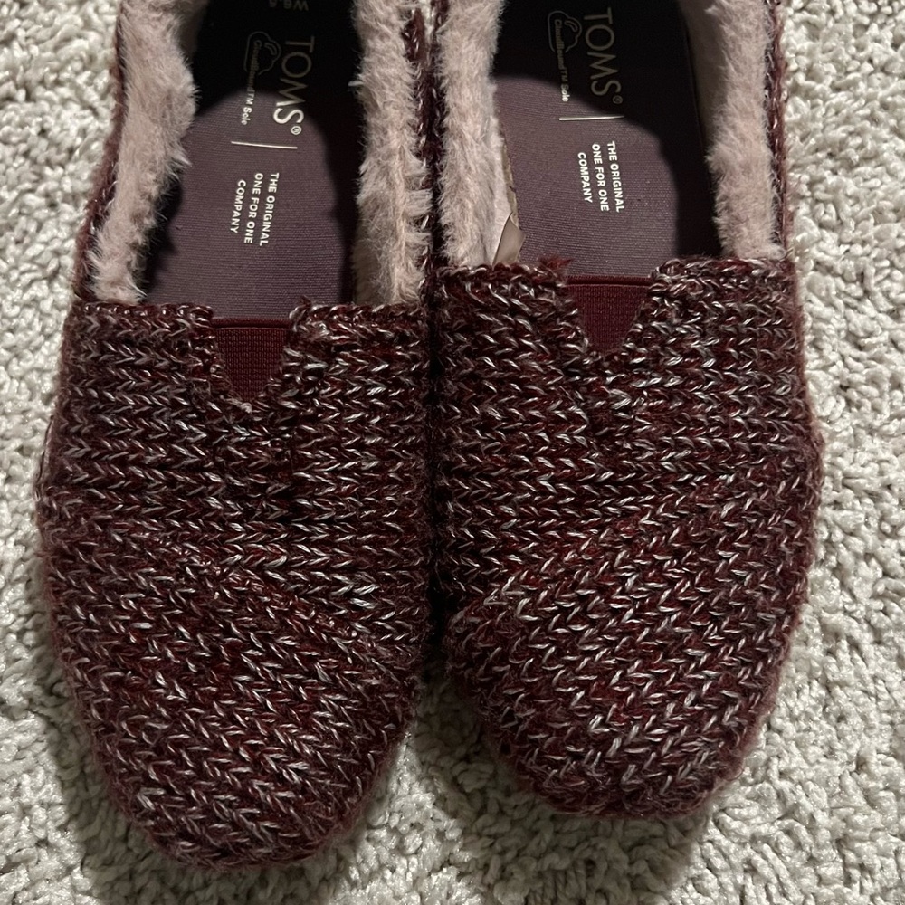 Toms Red Flats Cozy Knit Loafers